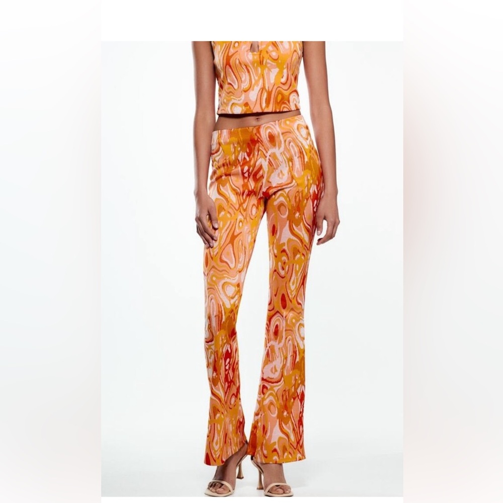 Zara Orange Swirl Women's top and pants SET